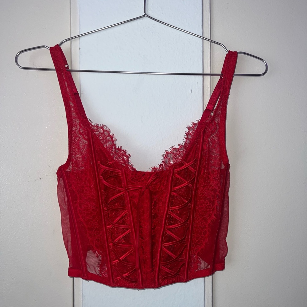 Elegant Red Lace Corset Top